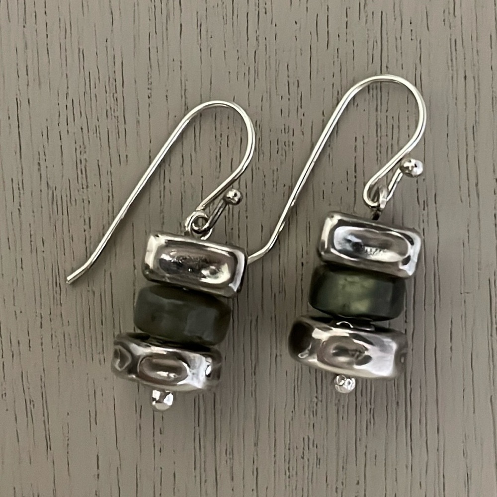 HTF Vintage Silpada Sterling Silver & Labradorite French Wire Earrings W0724